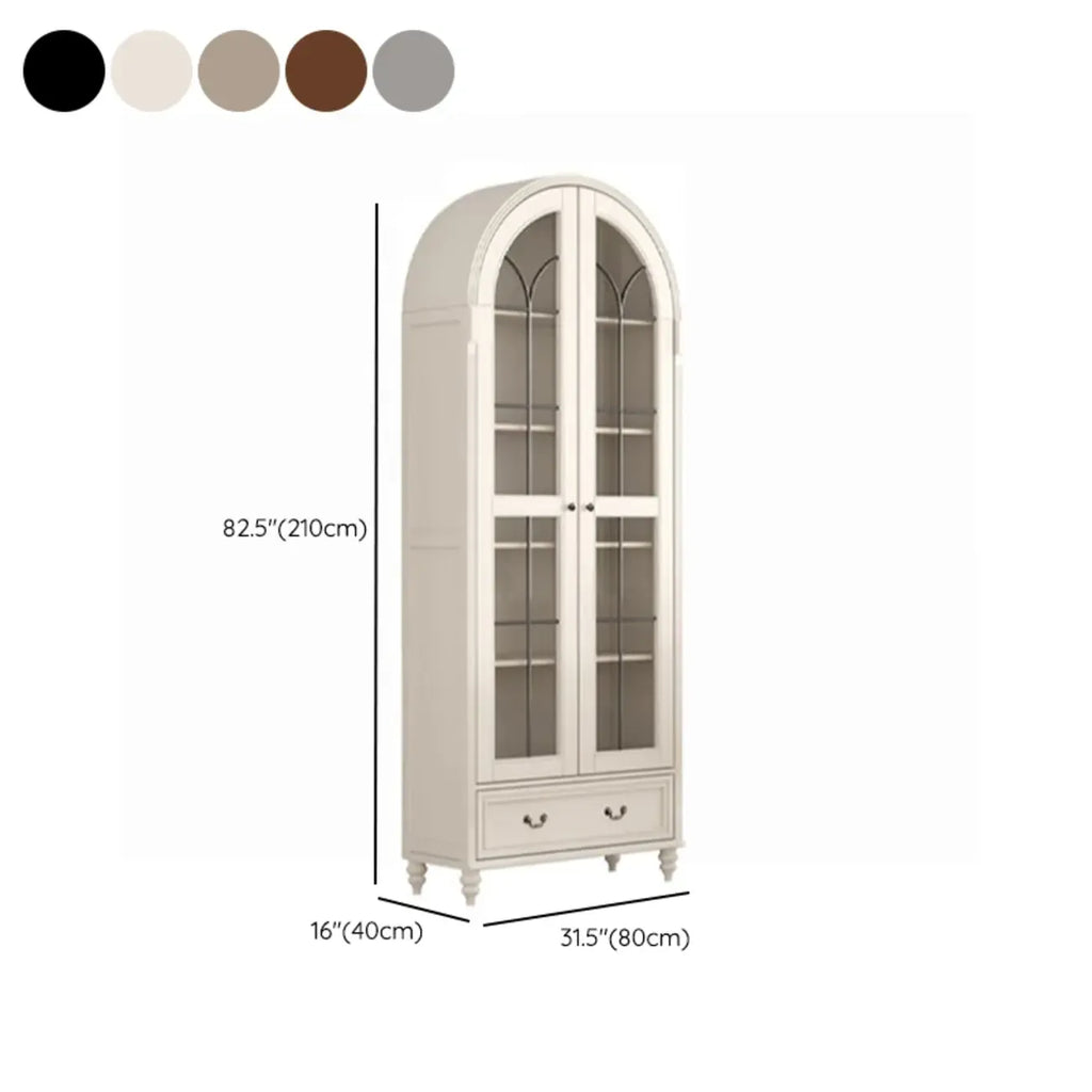 Mobile Espositore Contenitore in Legno Bianco con Ante ad Arco in Vetro