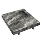 Table basse carrée grise moderne avec piètement en acier inoxydable