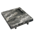 Table basse carrée grise moderne avec piètement en acier inoxydable
