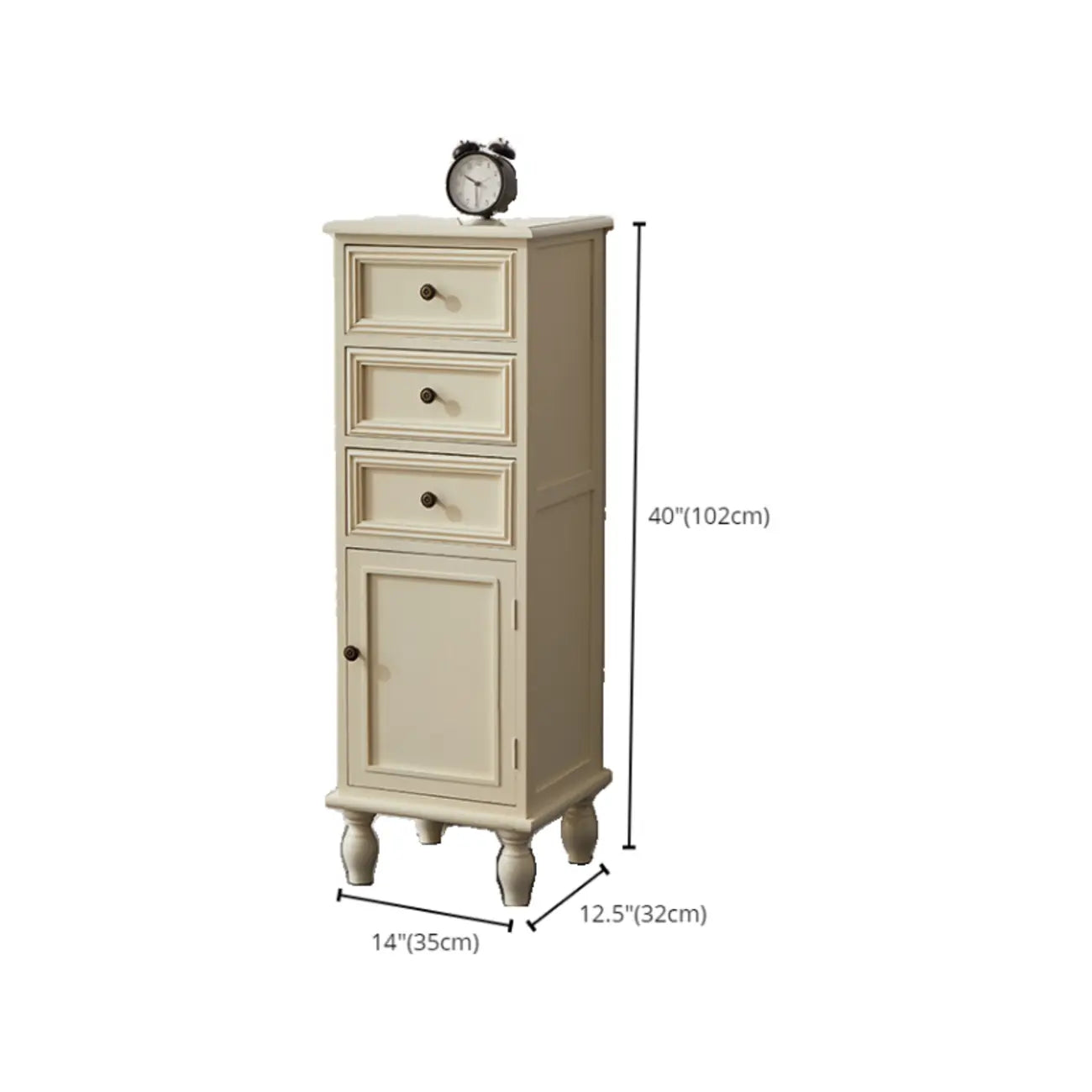 Meuble de rangement d'appoint européen en bois avec porte et tiroir en verre