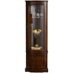 Vitrine d'angle classique en bois de noyer avec portes vitrées