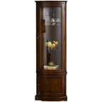 Vitrine d'angle classique en bois de noyer avec portes vitrées