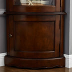 Vitrine d'angle classique en bois de noyer avec portes vitrées