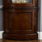Vitrine d'angle classique en bois de noyer avec portes vitrées