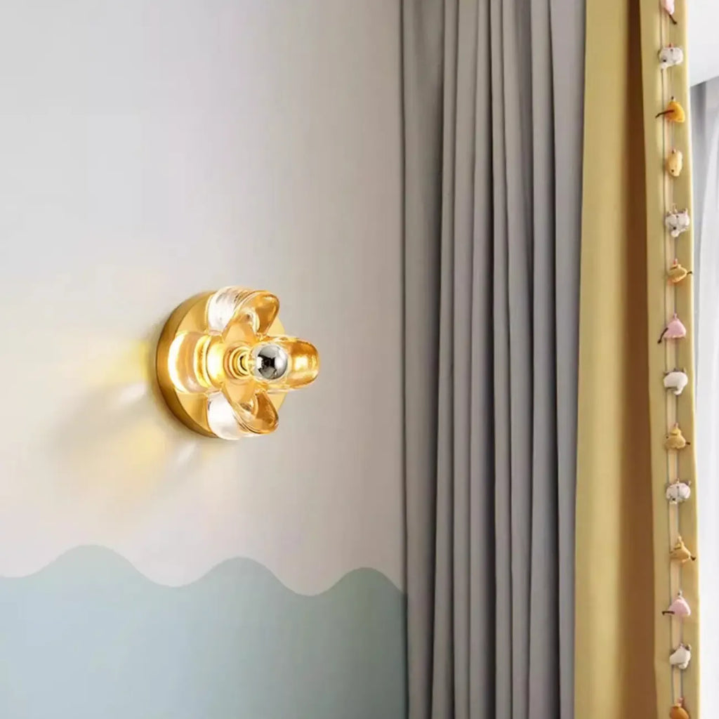 Applique murale LED moderne et élégante en verre avec motif floral