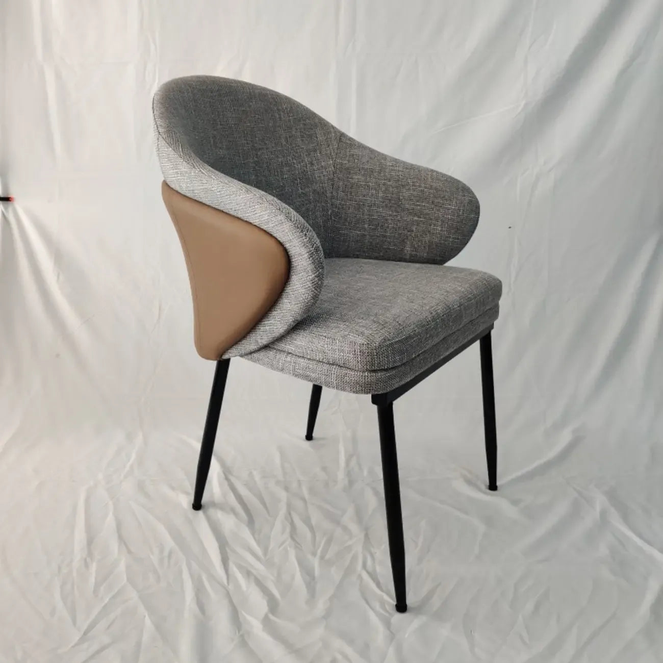 Chaise de salle à manger moderne en tissu cuir et coton rembourré