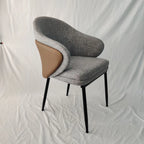 Chaise de salle à manger moderne en tissu cuir et coton rembourré