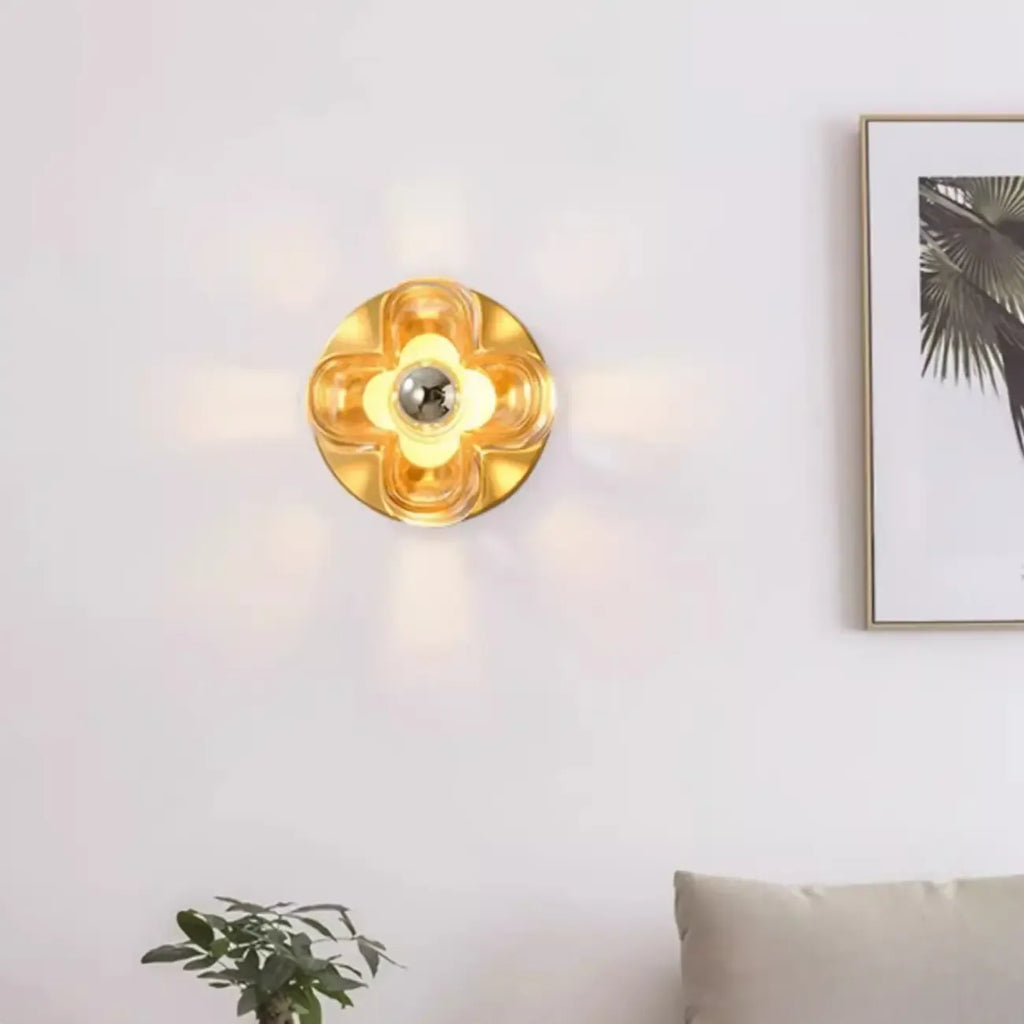 Applique murale LED moderne et élégante en verre avec motif floral