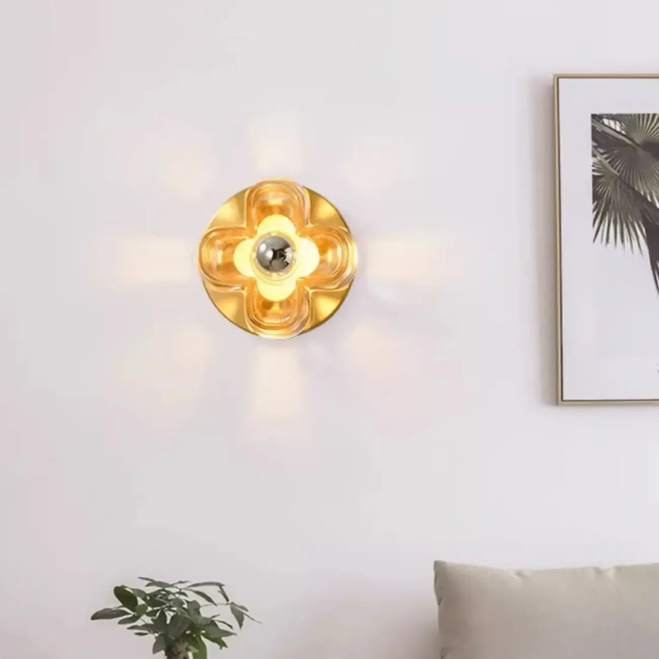 Applique murale LED moderne et élégante en verre avec motif floral