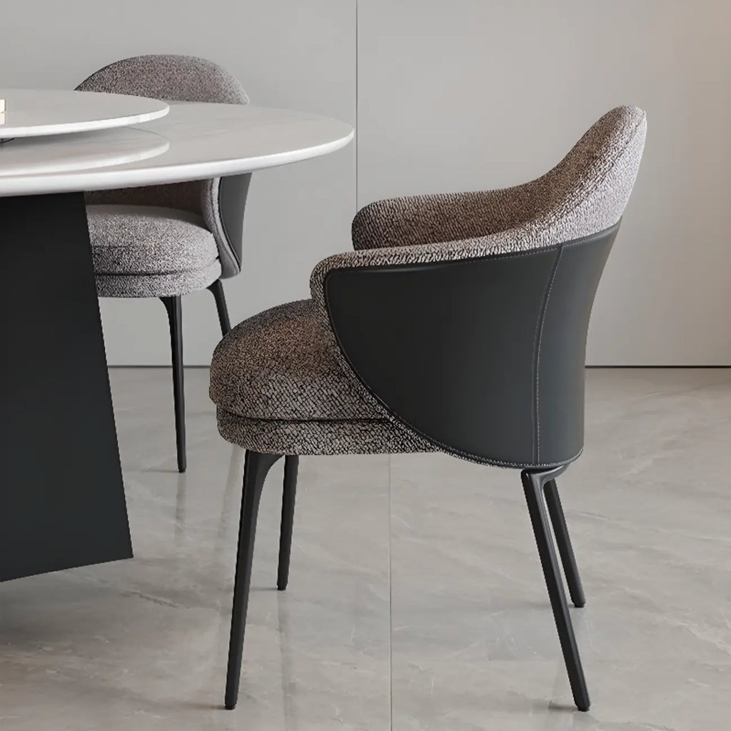 Chaise de salle à manger moderne en tissu cuir et coton rembourré