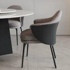 Chaise de salle à manger moderne en tissu cuir et coton rembourré