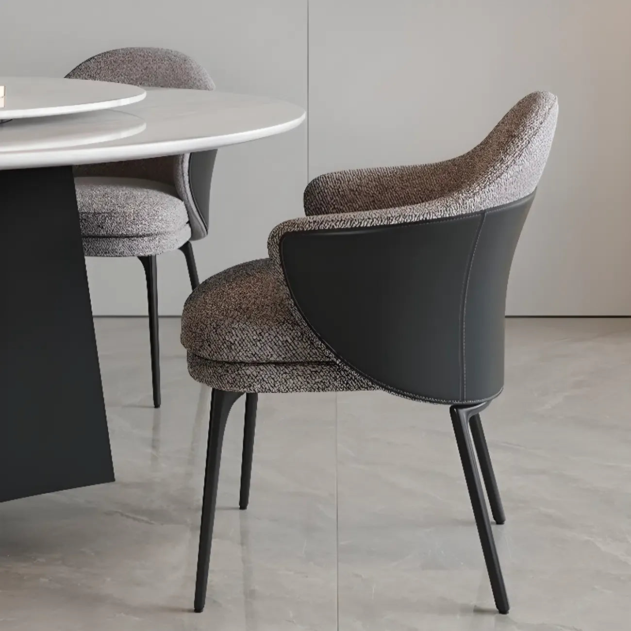 Chaise de salle à manger moderne en tissu cuir et coton rembourré
