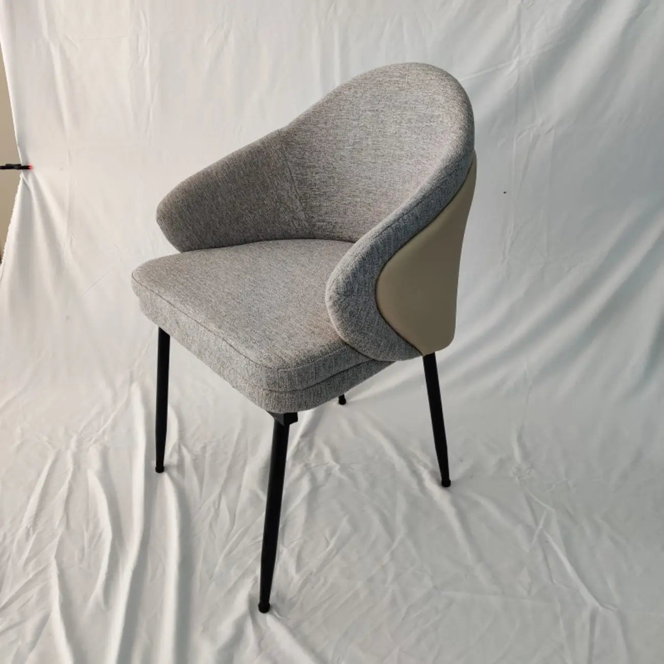 Chaise de salle à manger moderne en tissu cuir et coton rembourré