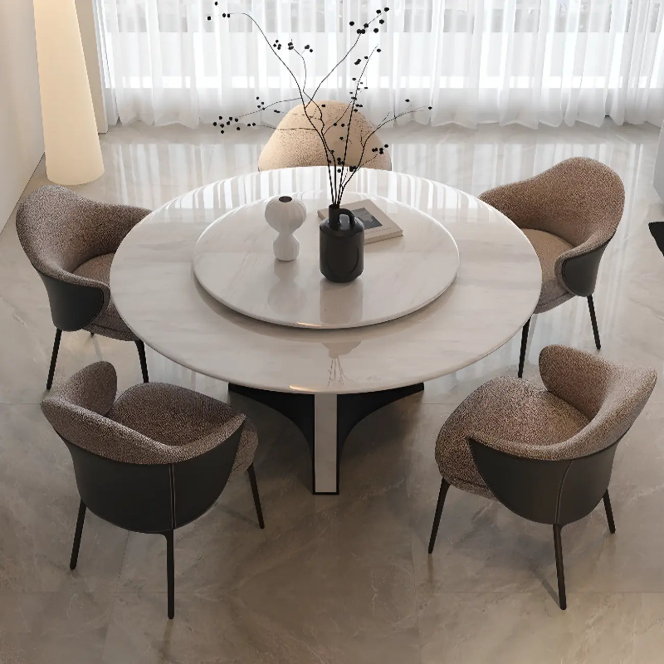 Chaise de salle à manger moderne en tissu cuir et coton rembourré