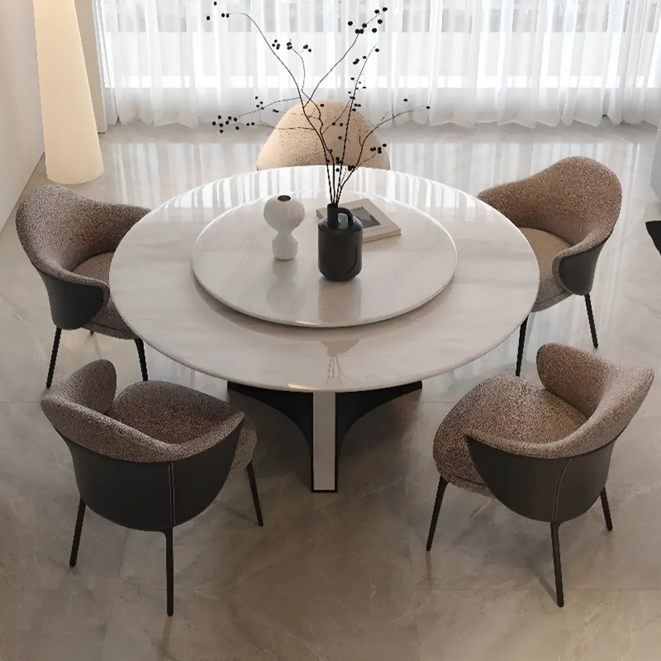 Chaise de salle à manger moderne en tissu cuir et coton rembourré
