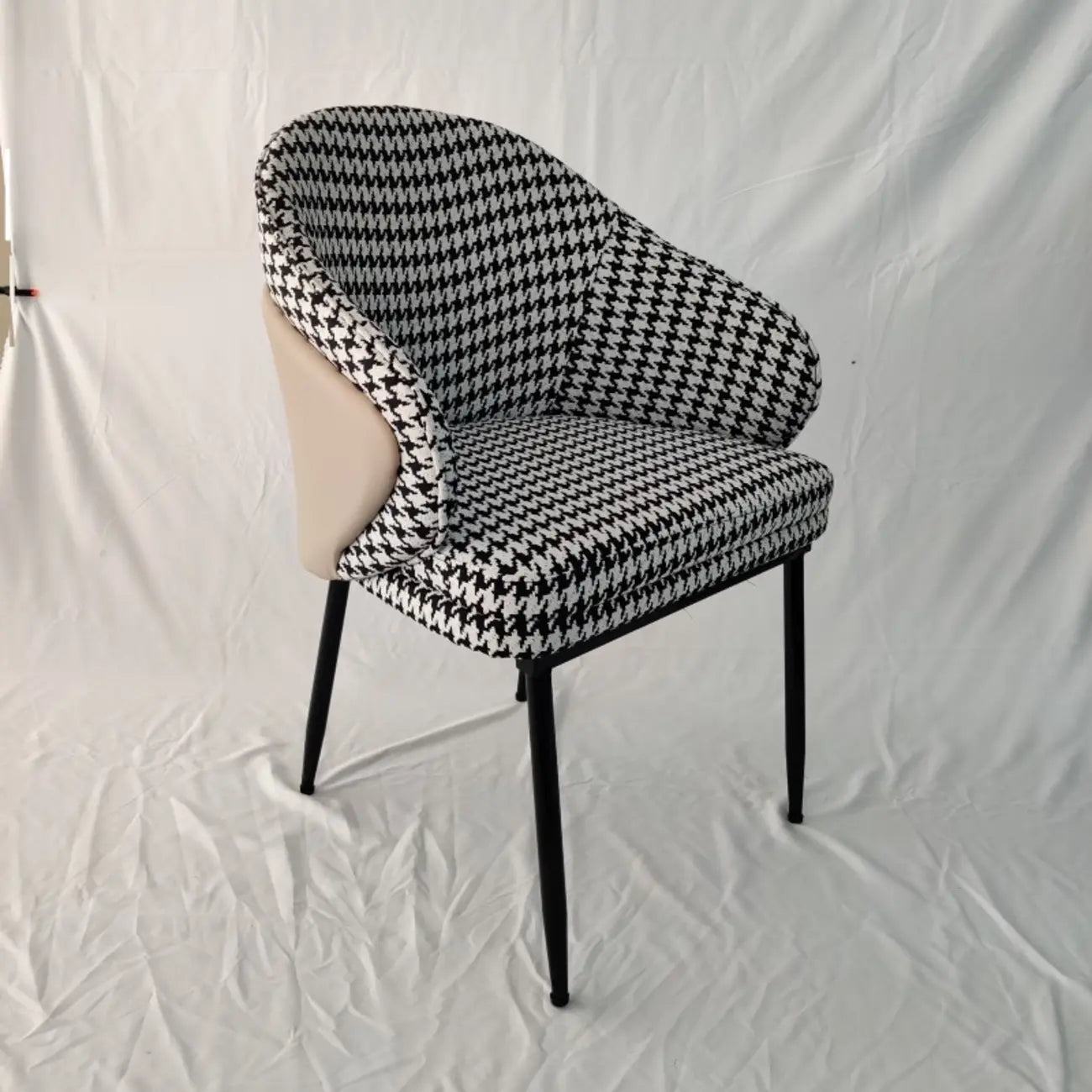 Chaise de salle à manger moderne en tissu cuir et coton rembourré