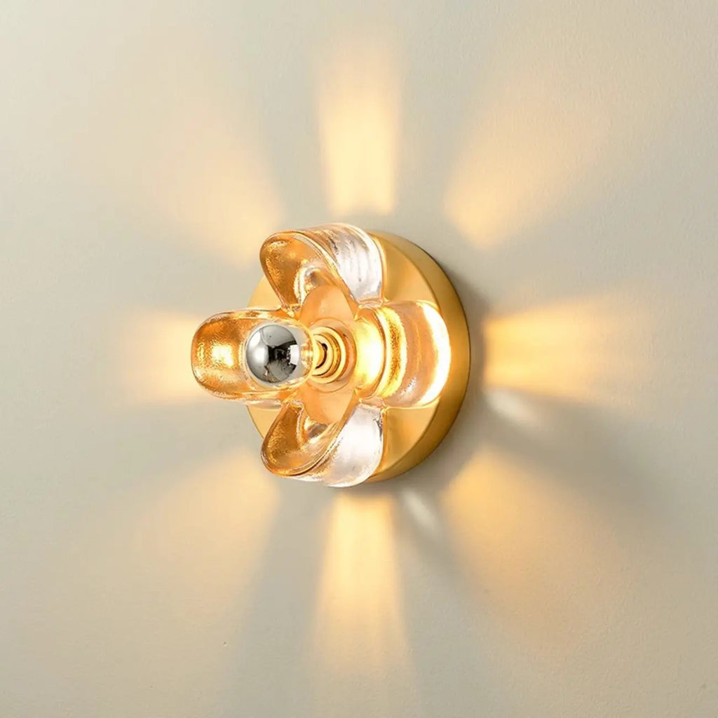 Applique murale LED moderne et élégante en verre avec motif floral
