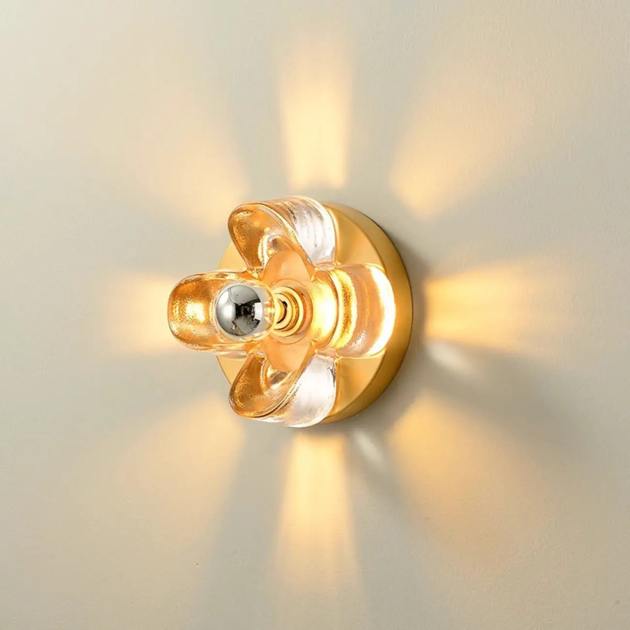 Applique murale LED moderne et élégante en verre avec motif floral