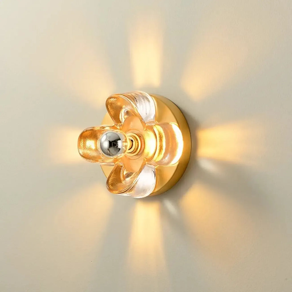 Applique murale LED moderne et élégante en verre avec motif floral