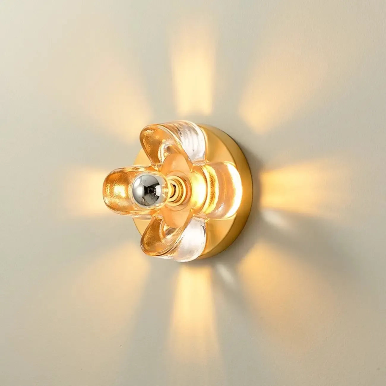 Applique murale LED moderne et élégante en verre avec motif floral