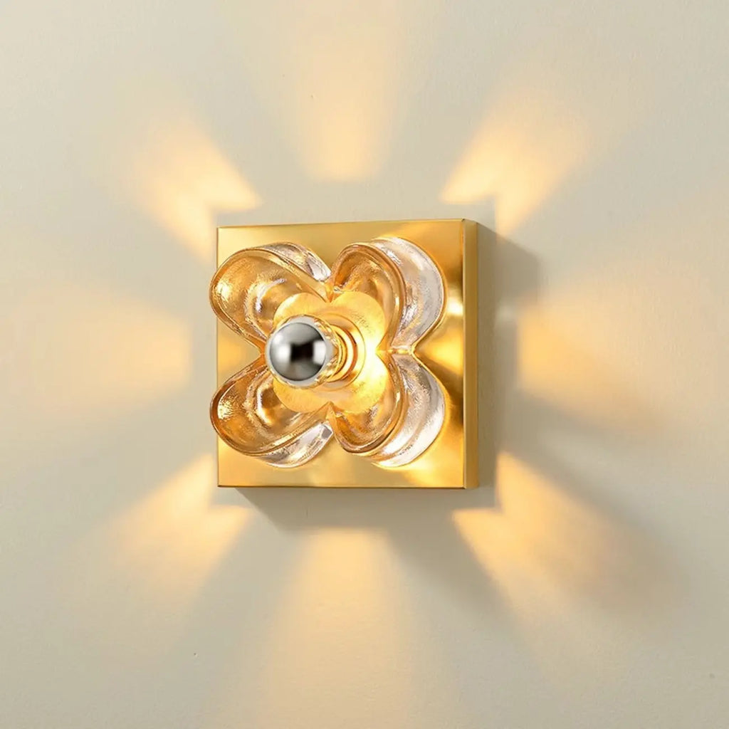 Applique murale LED moderne et élégante en verre avec motif floral