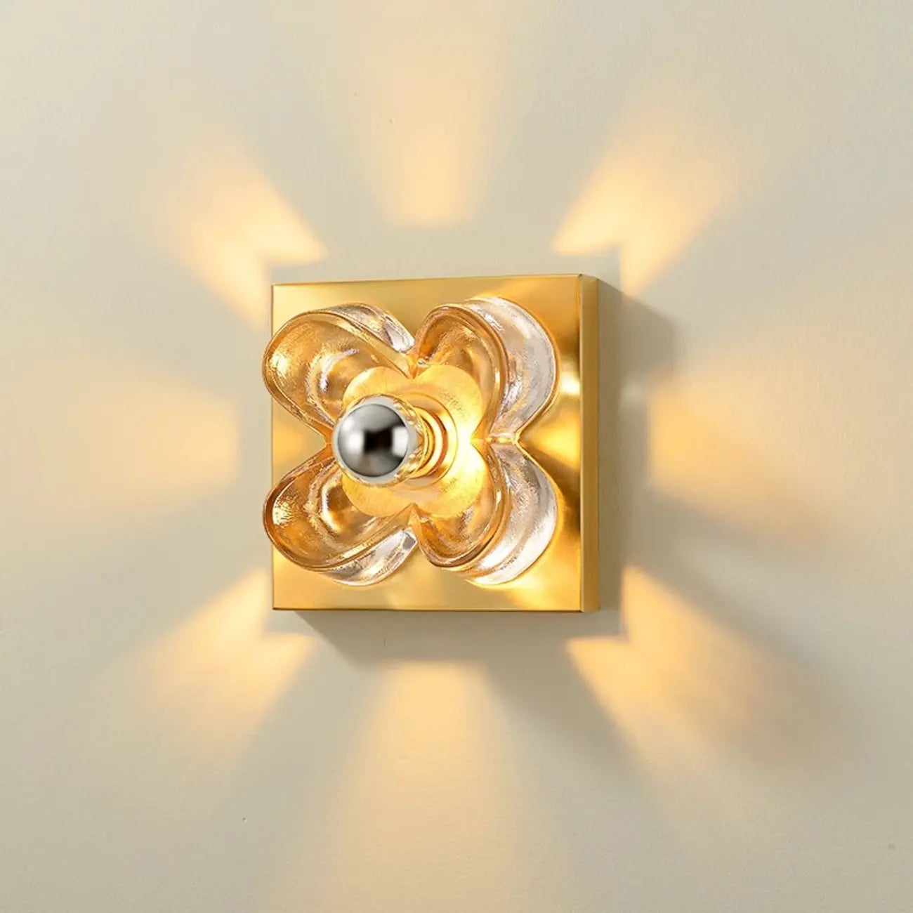 Applique murale LED moderne et élégante en verre avec motif floral