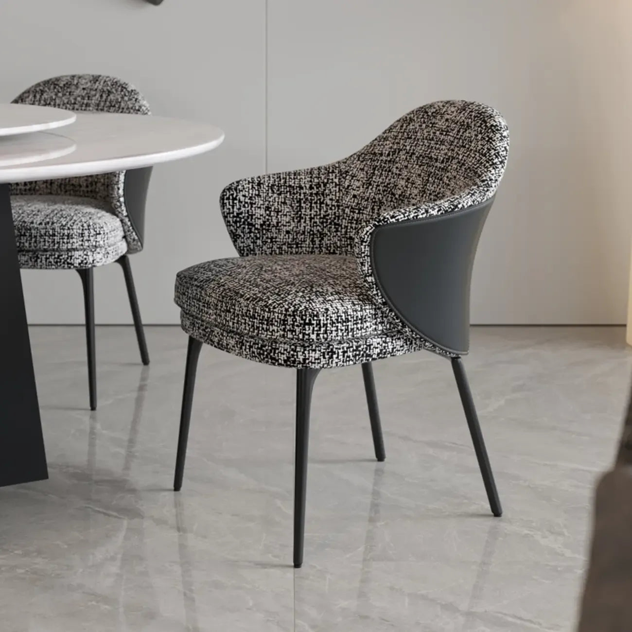 Chaise de salle à manger moderne en tissu cuir et coton rembourré