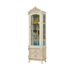 Vitrine glamour en bois blanc et verre avec tiroirs