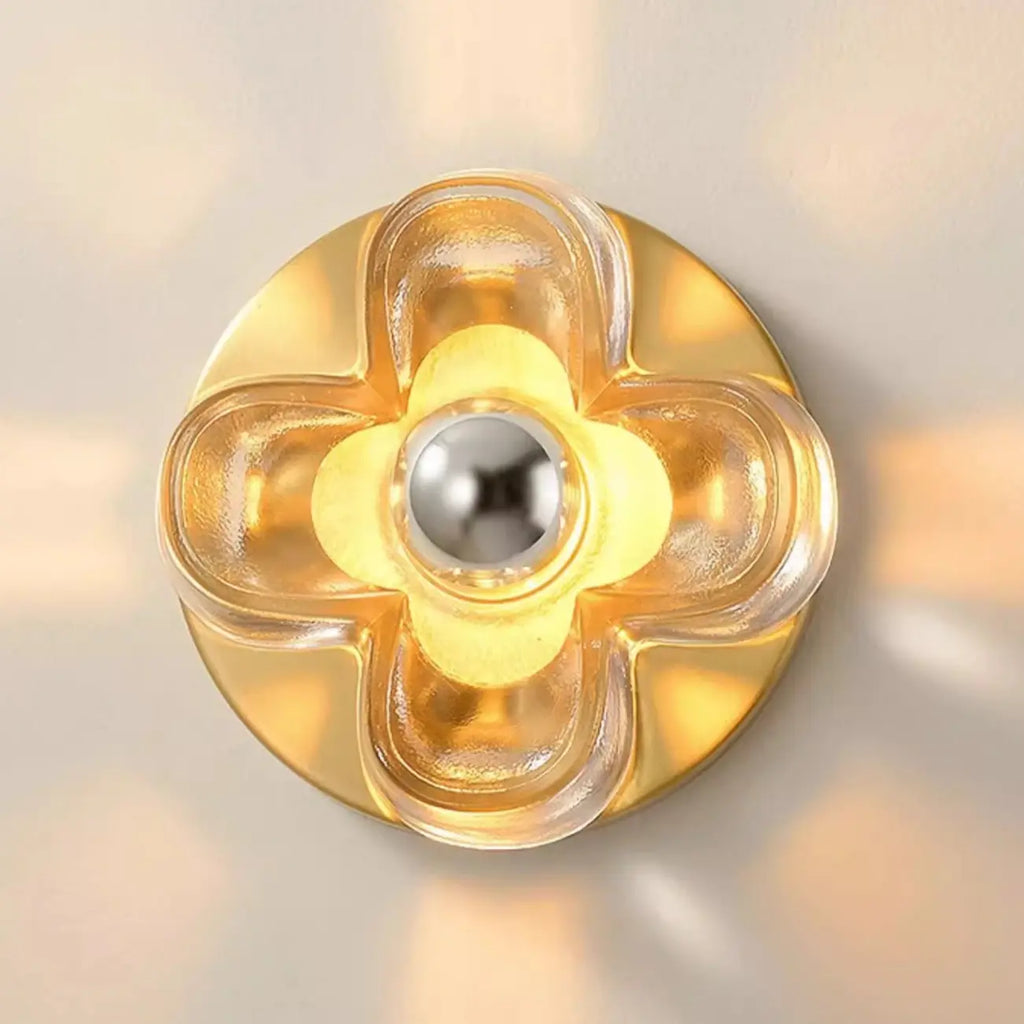 Applique murale LED moderne et élégante en verre avec motif floral