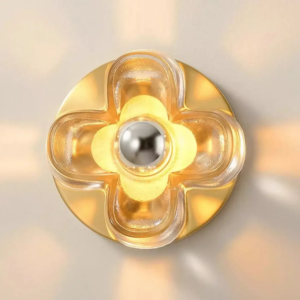 Applique murale LED moderne et élégante en verre avec motif floral