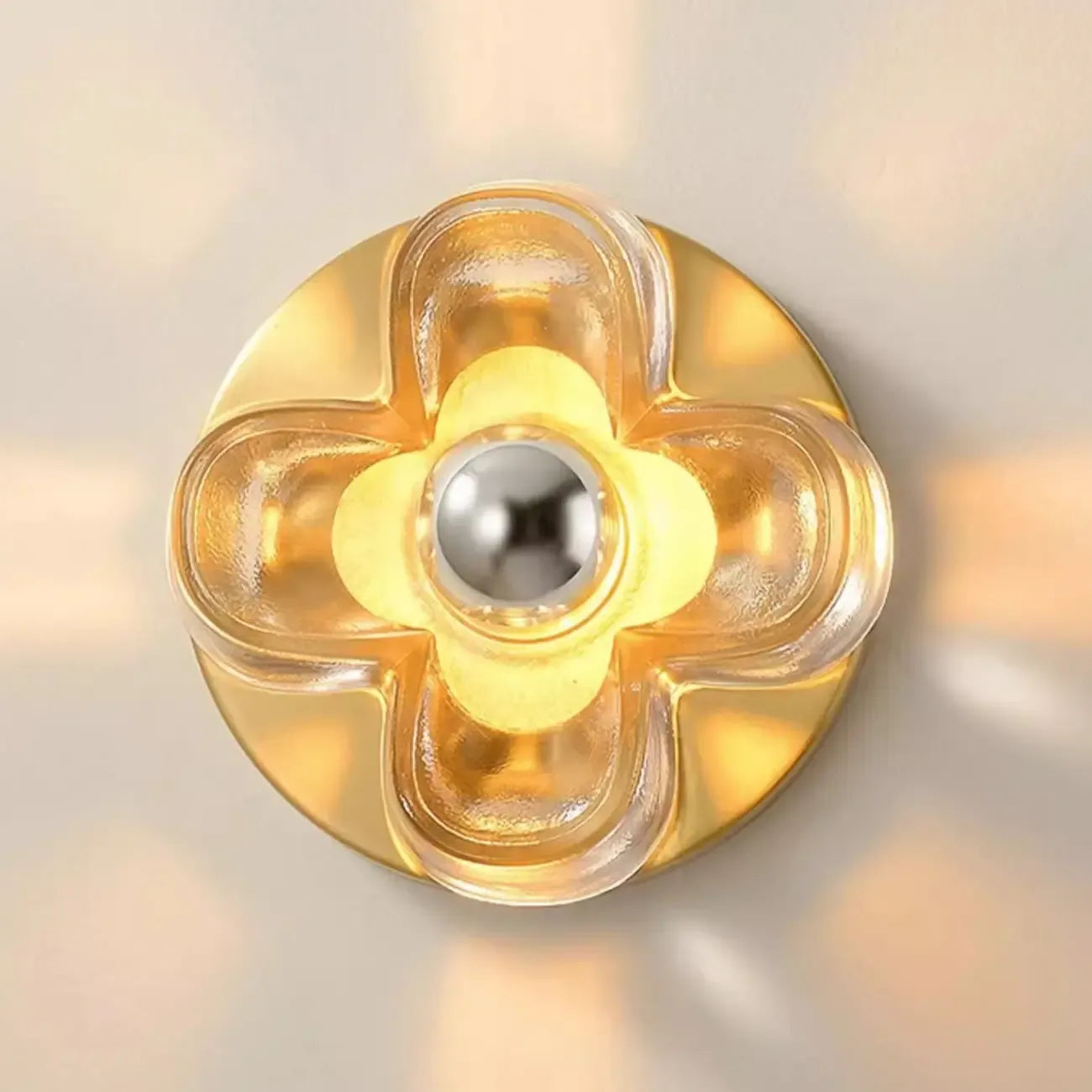 Applique murale LED moderne et élégante en verre avec motif floral