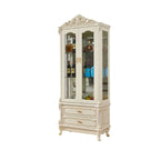 Vitrine glamour en bois blanc et verre avec tiroirs