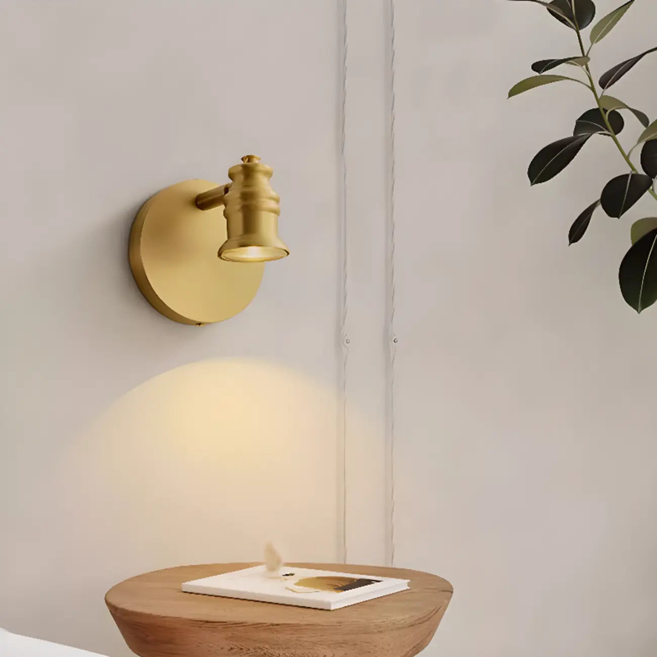 Lampada da Parete per Bagno Antico in Rame Oro con Cavo