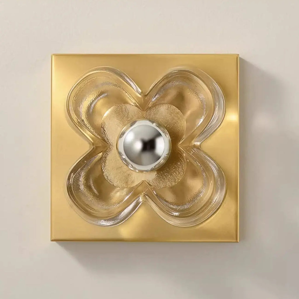Applique murale LED moderne et élégante en verre avec motif floral