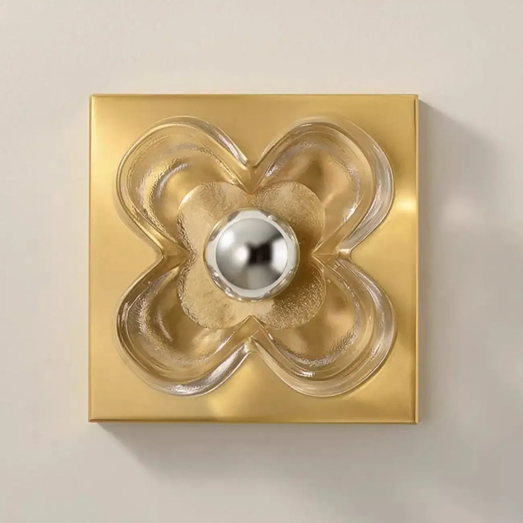 Applique murale LED moderne et élégante en verre avec motif floral