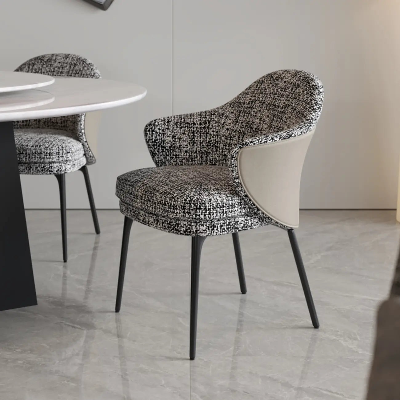 Chaise de salle à manger moderne en tissu cuir et coton rembourré