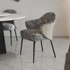 Chaise de salle à manger moderne en tissu cuir et coton rembourré