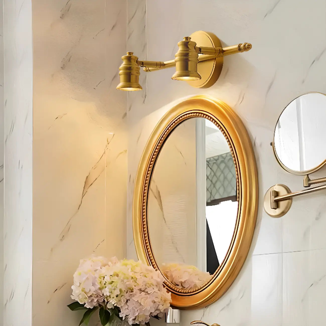Lampada da Parete per Bagno Antico in Rame Oro con Cavo