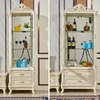 Vitrine glamour en bois blanc et verre avec tiroirs