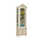 Vitrine glamour en bois blanc et verre avec tiroirs