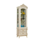 Vitrine glamour en bois blanc et verre avec tiroirs