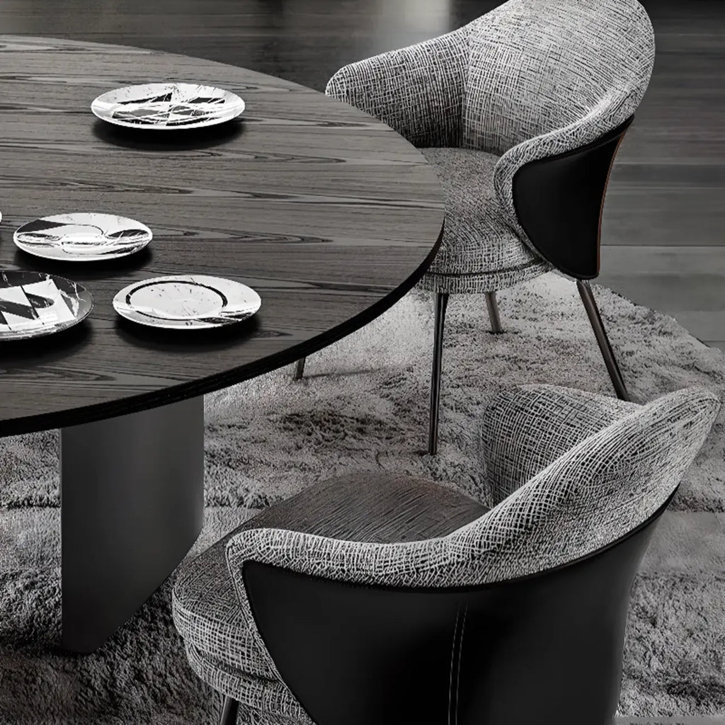 Chaise de salle à manger moderne en tissu cuir et coton rembourré