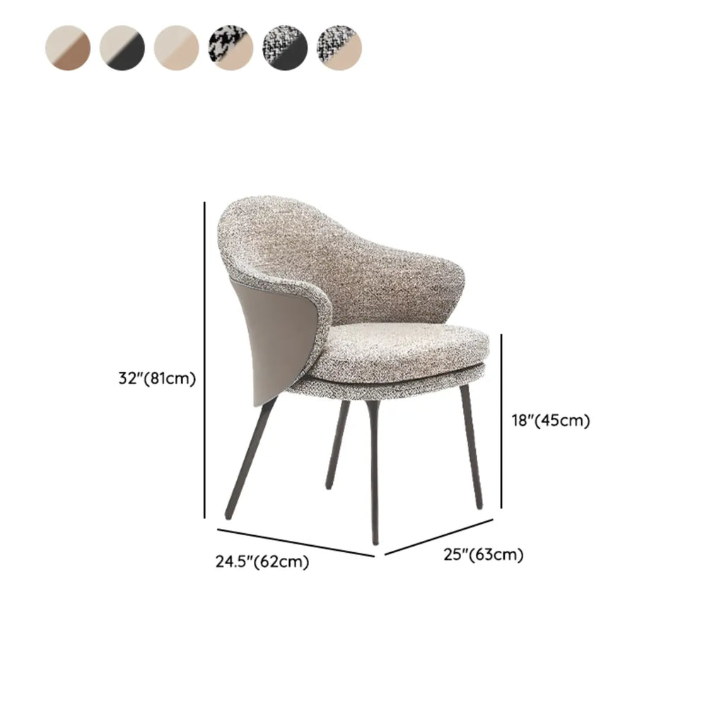 Chaise de salle à manger moderne en tissu cuir et coton rembourré