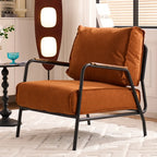 Fauteuil d'appoint moderne en cuir avec coussin et accoudoirs en métal