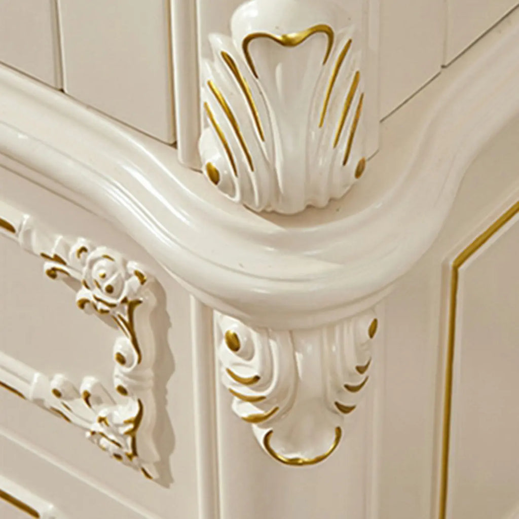 Vitrine glamour en bois blanc et verre avec tiroirs