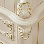Vitrine glamour en bois blanc et verre avec tiroirs