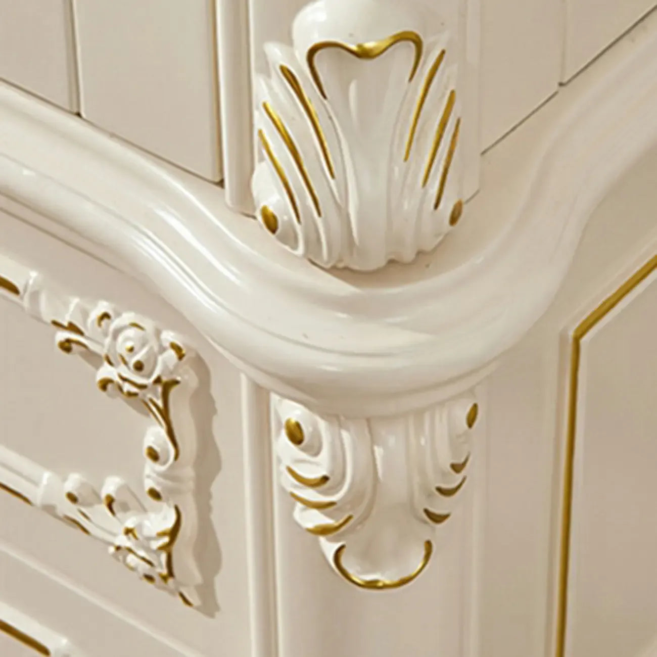 Vitrine glamour en bois blanc et verre avec tiroirs