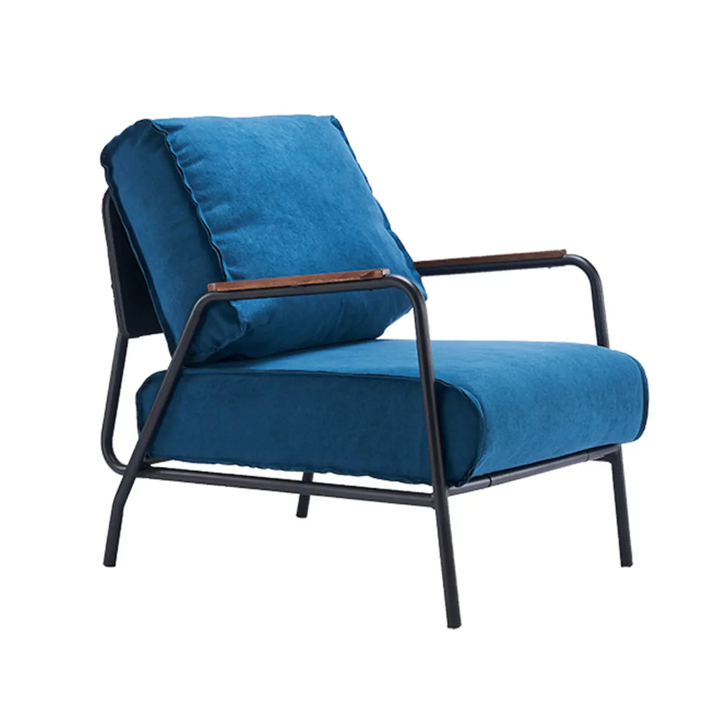Fauteuil d'appoint moderne en cuir avec coussin et accoudoirs en métal
