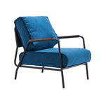 Fauteuil d'appoint moderne en cuir avec coussin et accoudoirs en métal