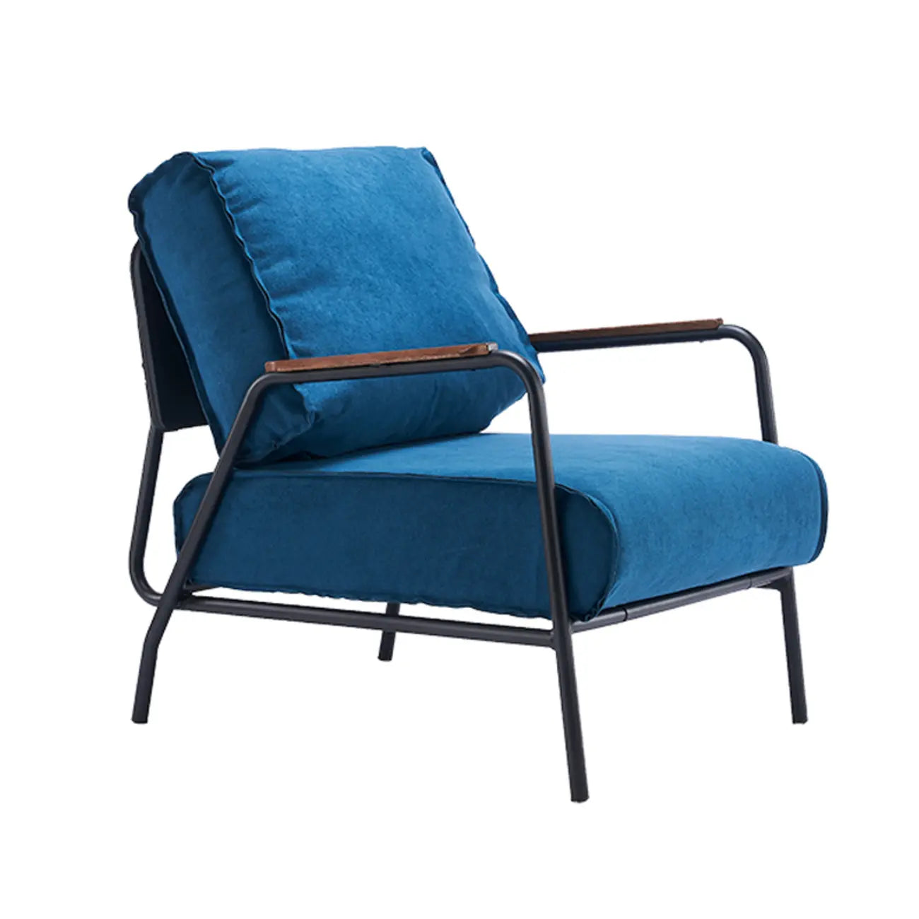 Fauteuil d'appoint moderne en cuir avec coussin et accoudoirs en métal